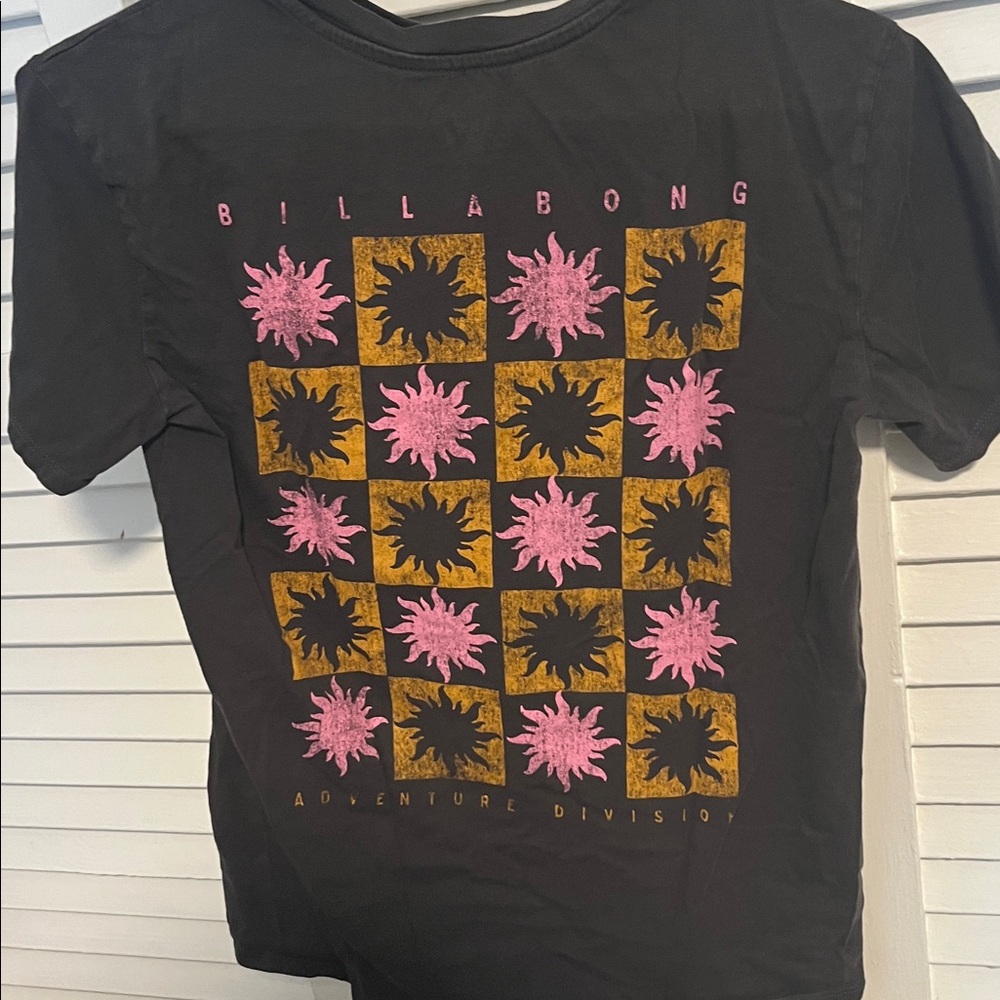 Billabong Black Tee with Pink and Gold Design
